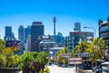 Cityscape view of Sydney with Centrepoint tower in the center of image from William St. Darlinghurst NSW.